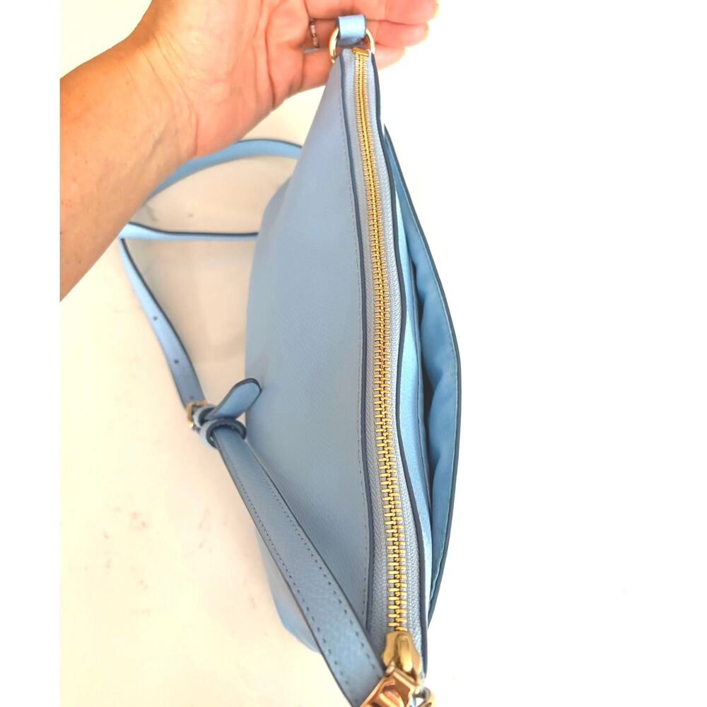 NWOT Coach East-West Pop Crossbody bag pebbled leather pale blue preppy chic - Picture 6 of 11